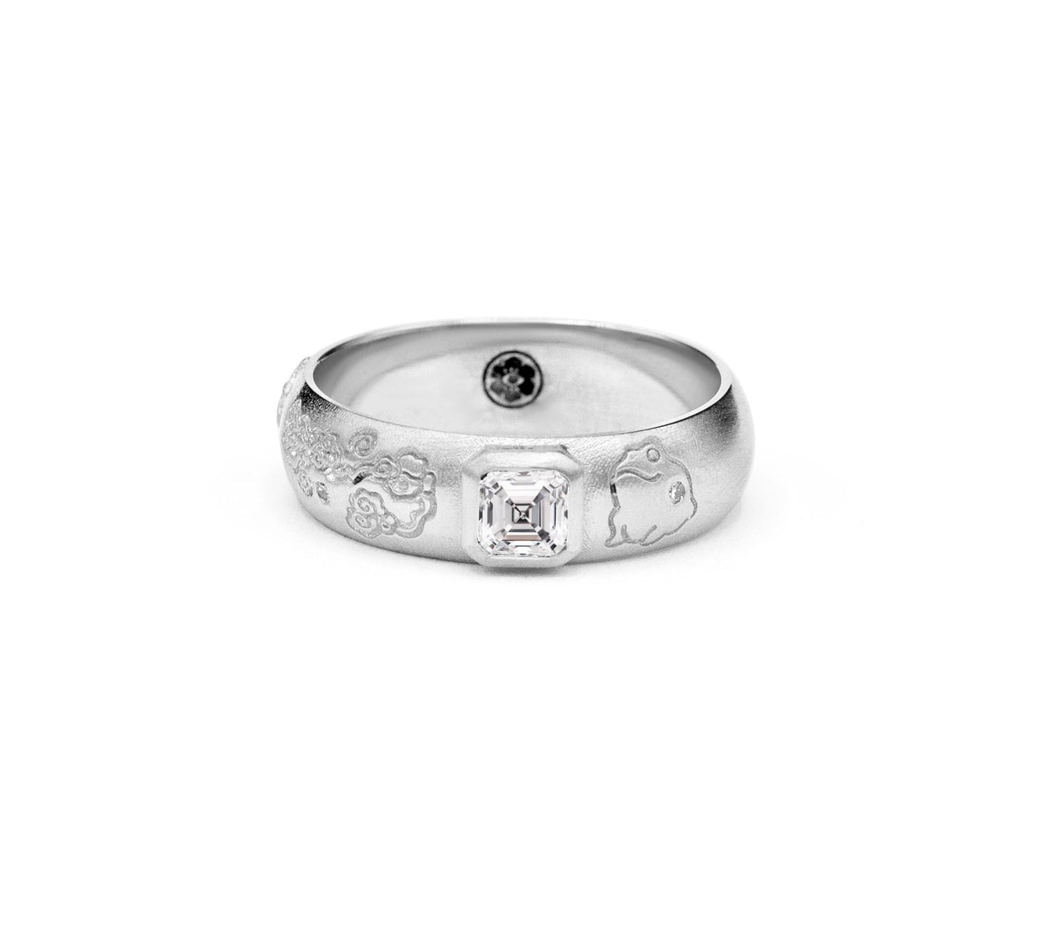 Customizable Domed Asscher Diamond Ring - Silver-nunchi