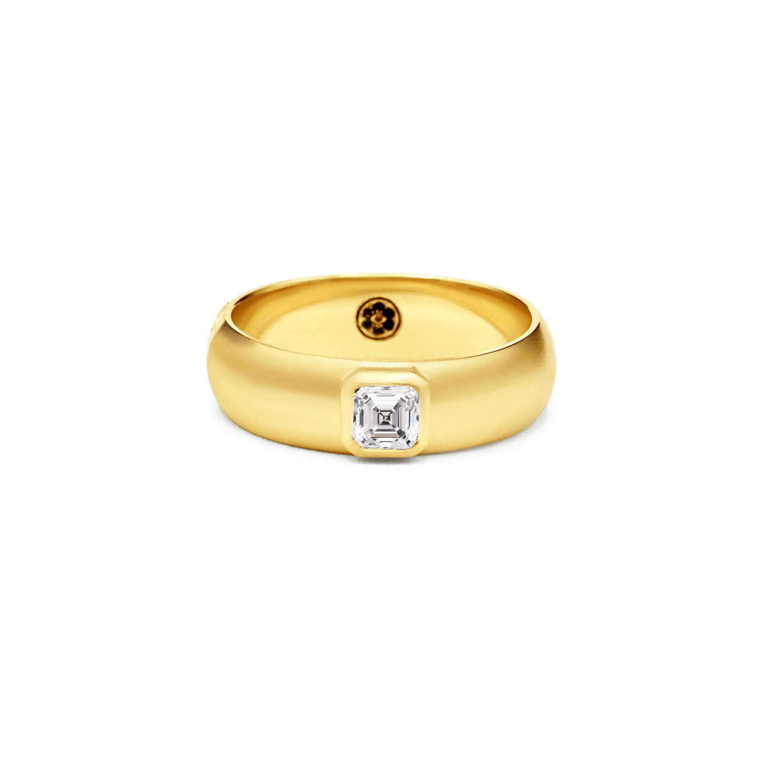 Polished Domed Asscher Diamond Ring - Gold-nunchi