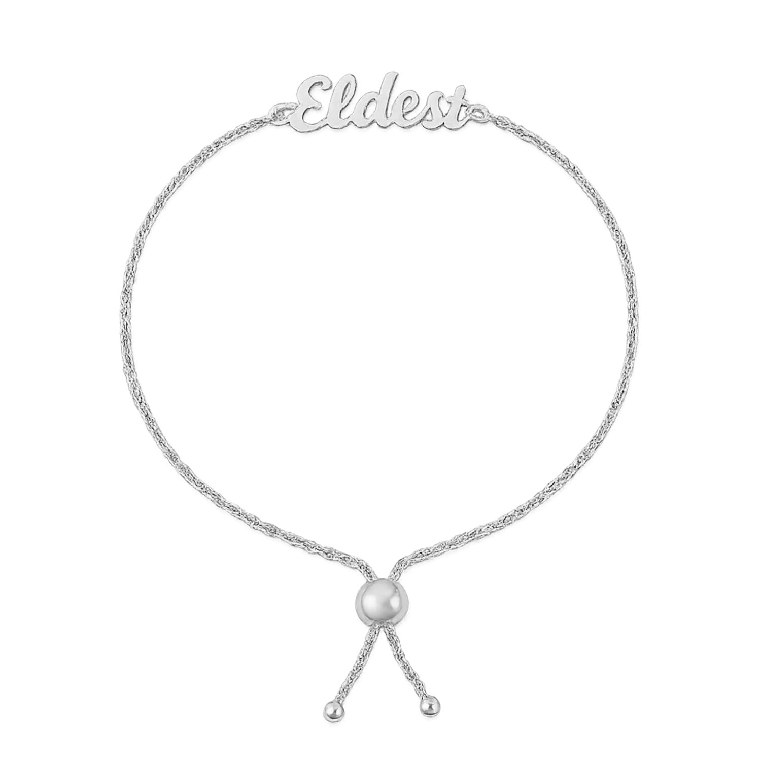 "Eldest" Script Nameplate Bracelet - Silver-nunchi