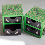 Hot Green Butterfly Sky Jewelry Chest With Drawers-nunchi