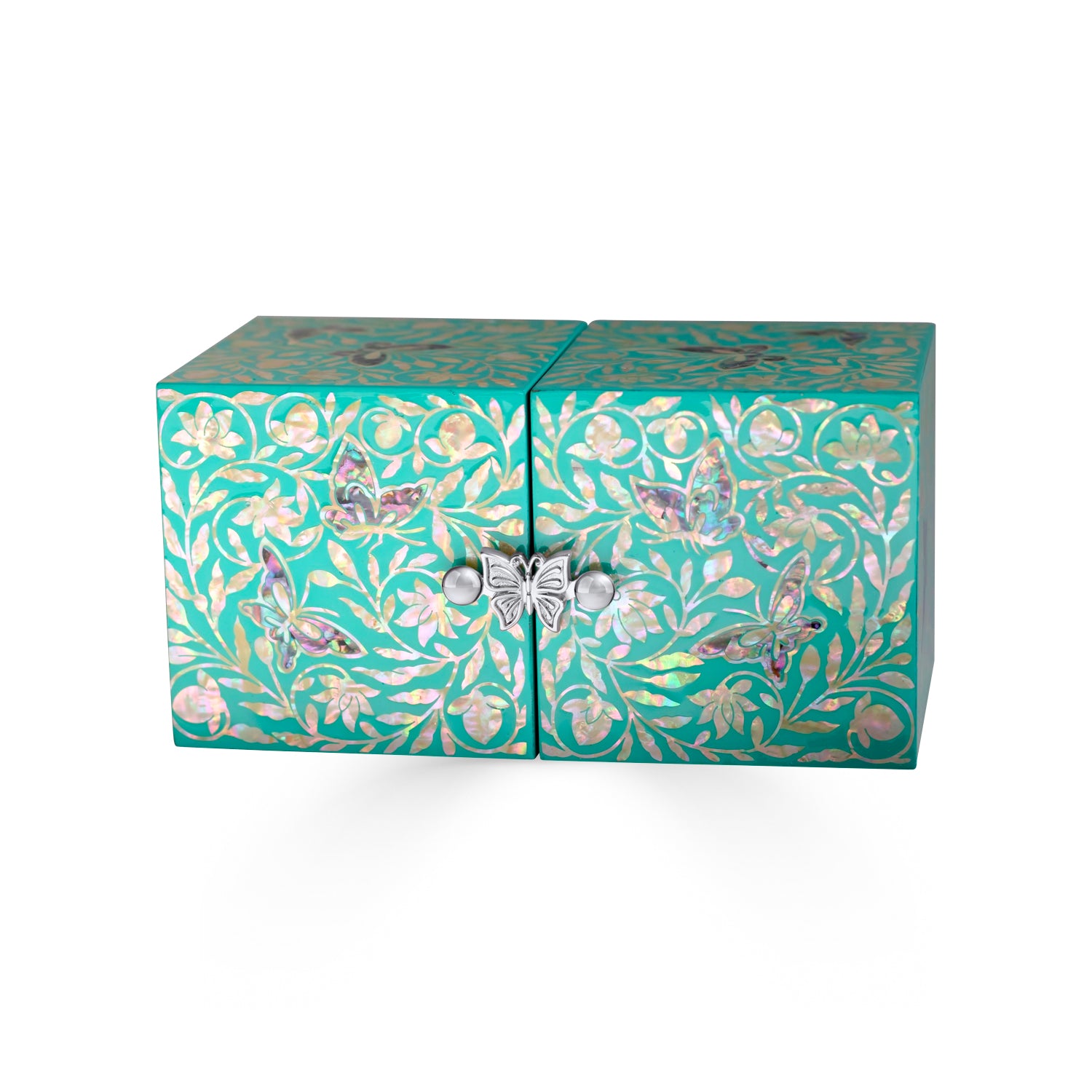 Hot Turquoise Butterfly Sky Jewelry Chest With Drawers-nunchi