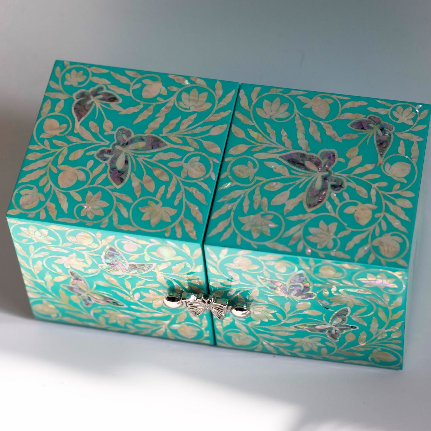 Hot Turquoise Butterfly Sky Jewelry Chest With Drawers-nunchi