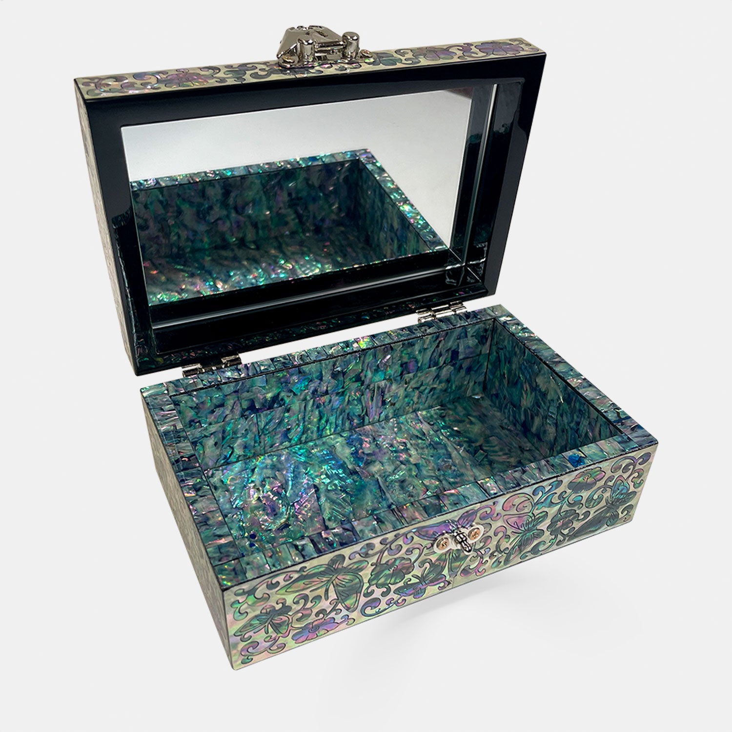 Iridescent Butterfly Mirrored Jewelry Chest-nunchi