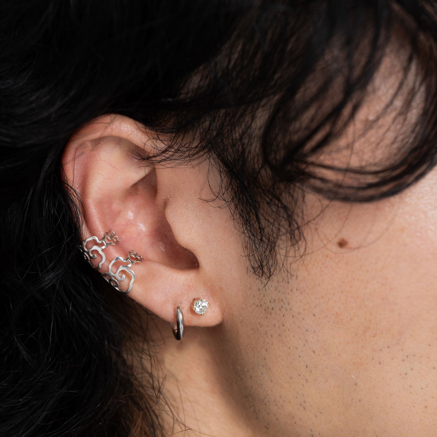 Minhwa Cloud Ear Cuff - Silver-nunchi