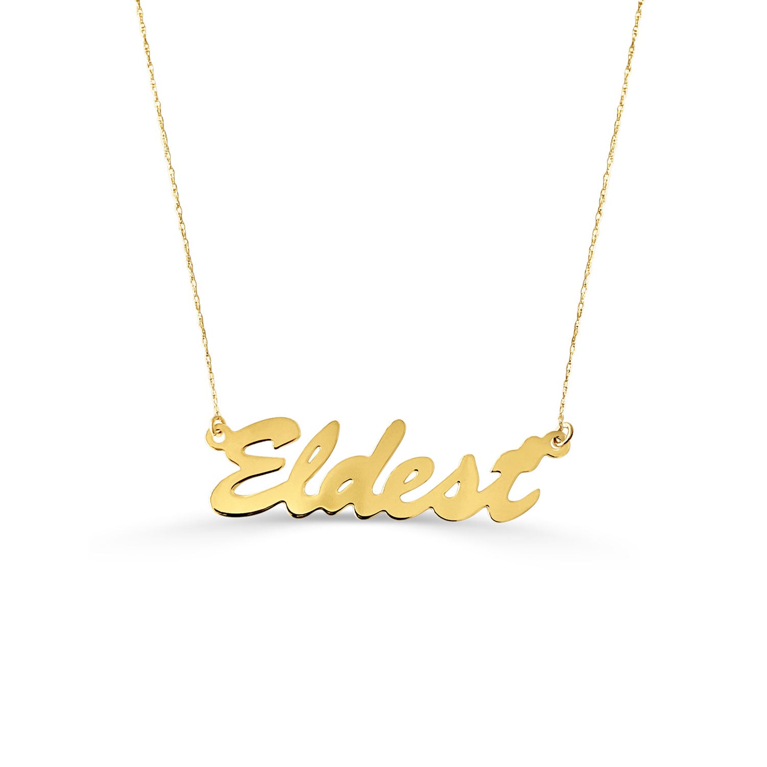"Eldest" Script Nameplate Necklace - Gold-nunchi