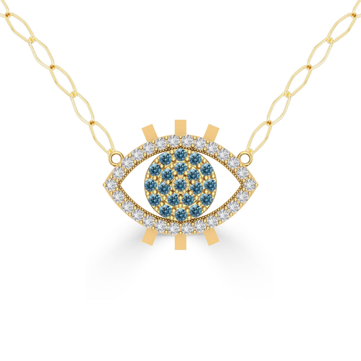 NUNCHI Blue Diamond Eye Necklace - Gold-nunchi