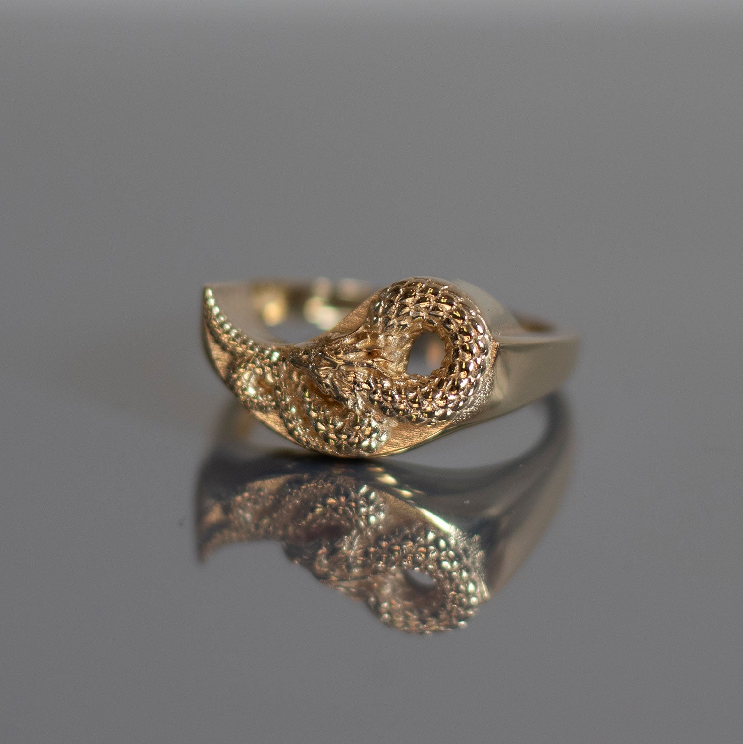 Yin Yang Dragon Ring Set - Brass-nunchi