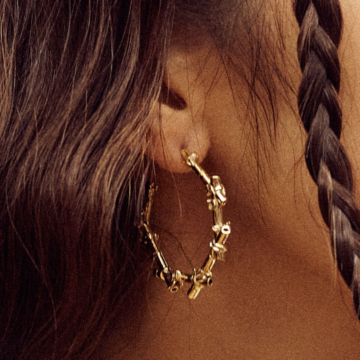 Rose Of Sharon Bamboo Hoops - Solid Gold-nunchi