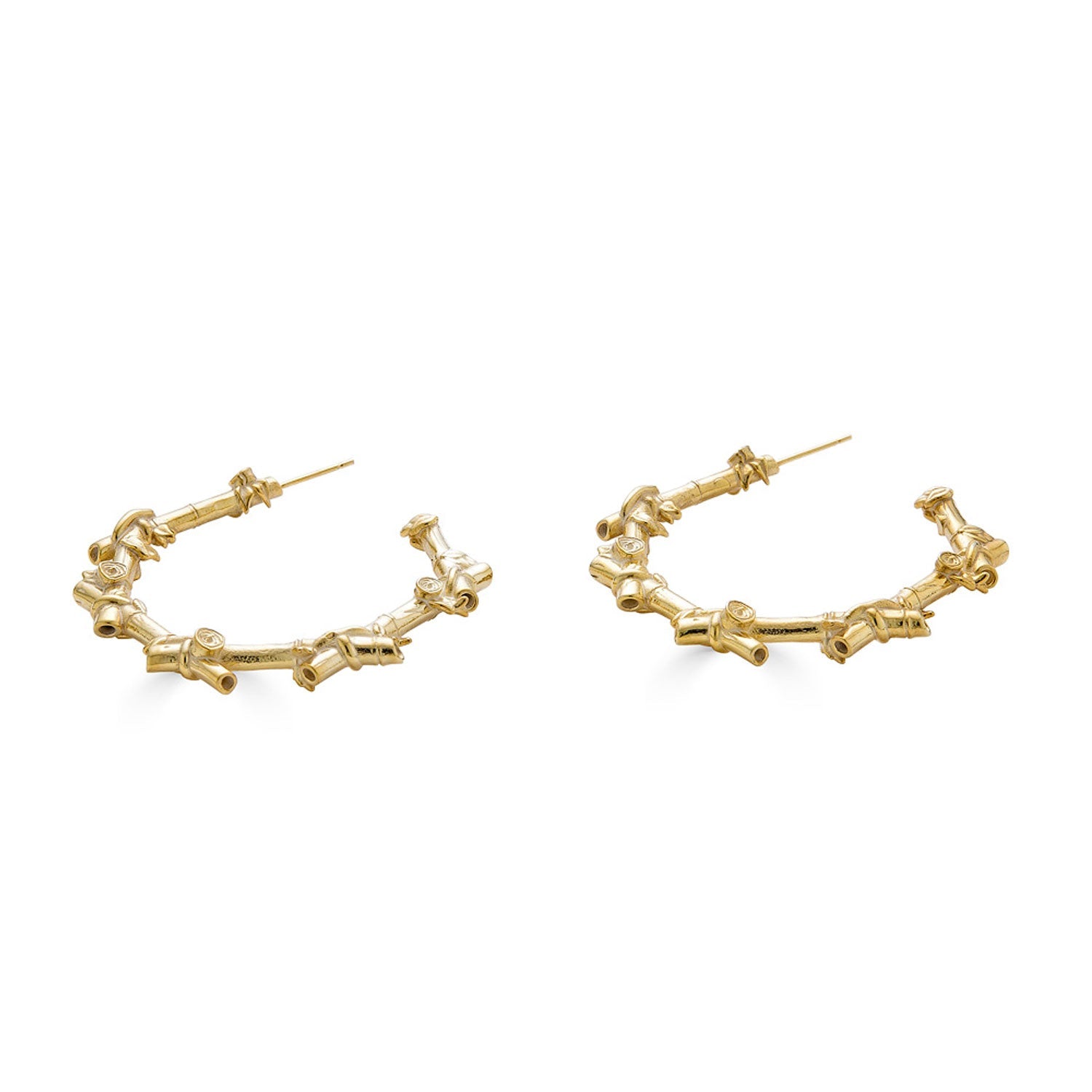 Rose Of Sharon Bamboo Hoops - Solid Gold-nunchi