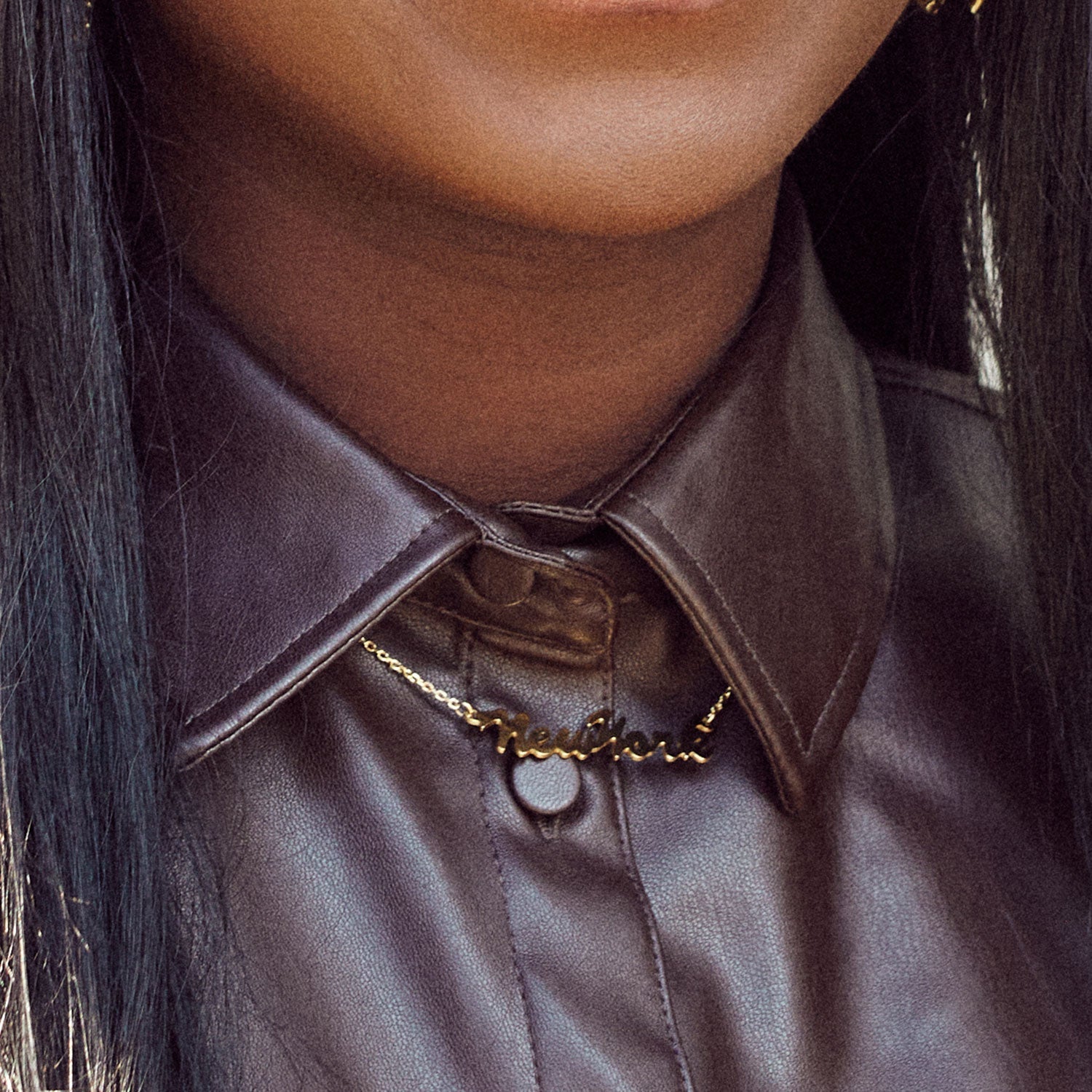 Customizable Nameplate Necklace - Gold-nunchi