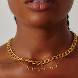 Thick Curb Link Chain Necklace - Gold-nunchi