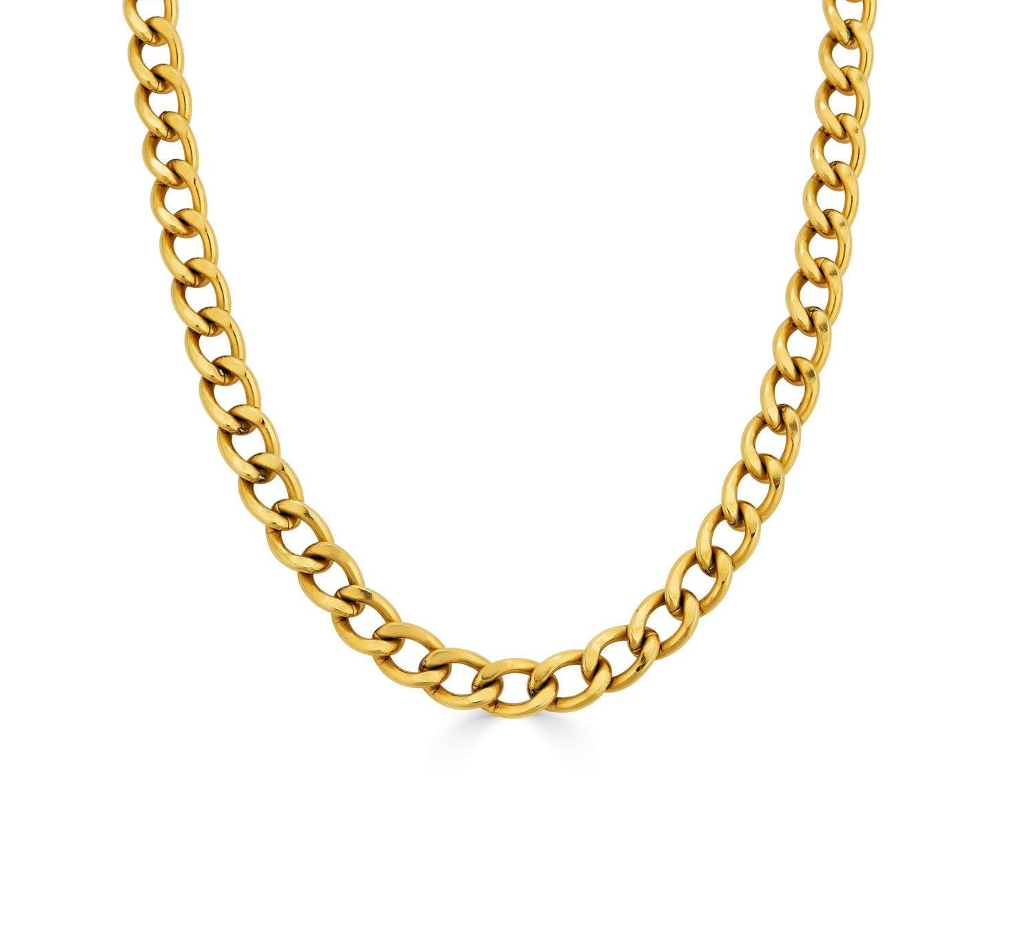 Thick Curb Link Chain Necklace - Gold-nunchi