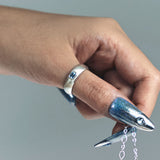 Blue Diamond Domed Diamond Ring - Silver