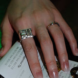 Customizable Diamond Cut Silver Block Ring-nunchi