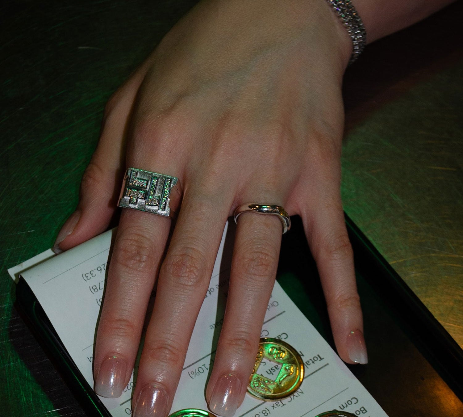 Customizable Diamond Cut Silver Block Ring-nunchi