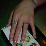 Customizable Diamond Cut Silver Block Ring-nunchi