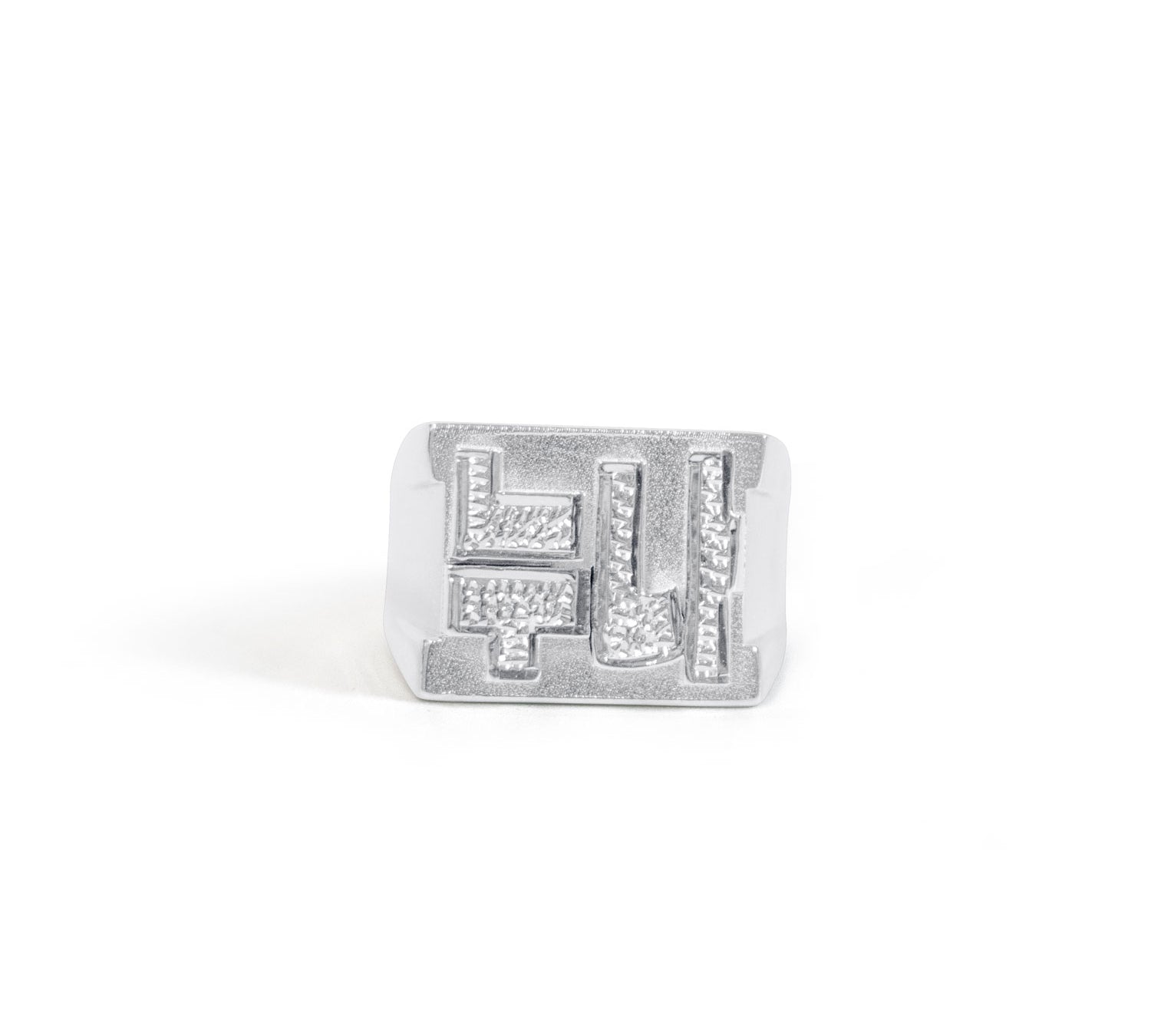 Customizable Diamond Cut Silver Block Ring-nunchi