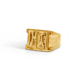 Customizable Diamond Cut Gold Block Ring-nunchi