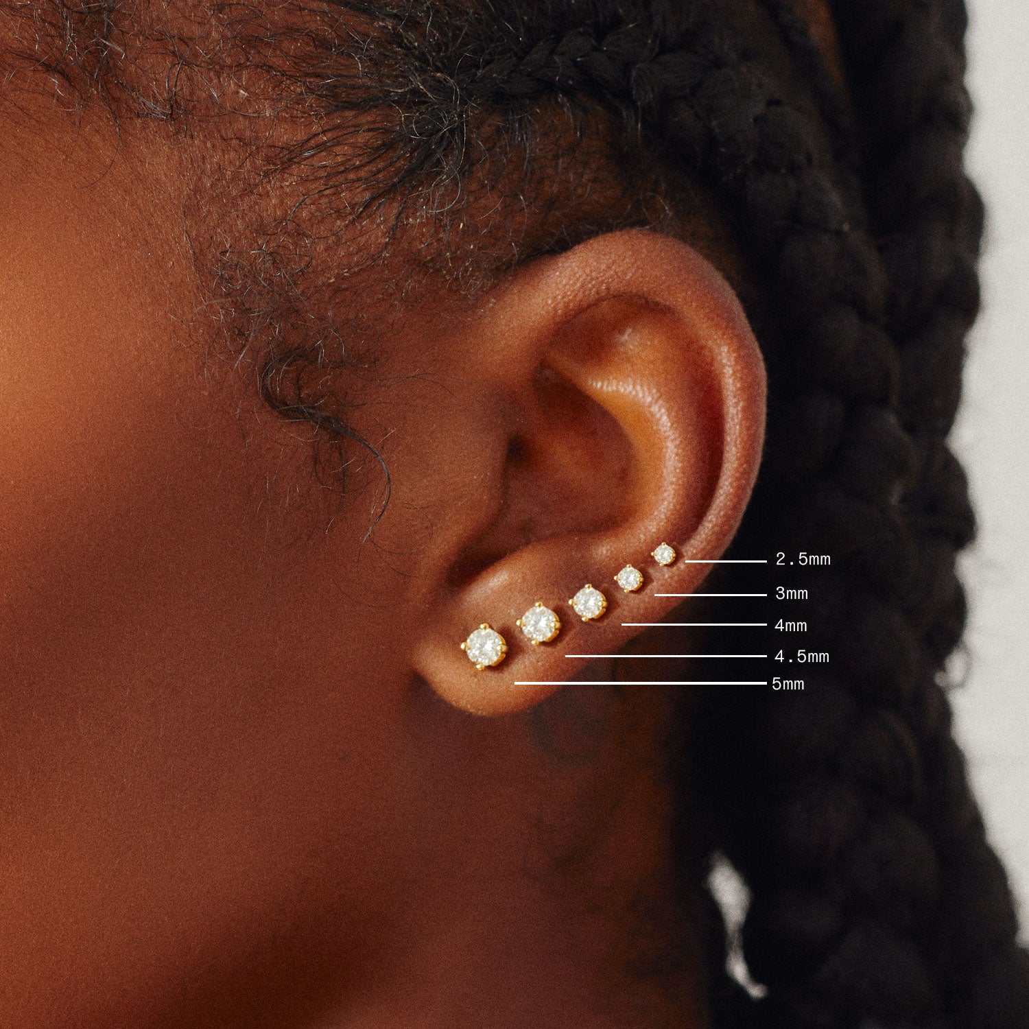 Diamond Stud Piercing Earrings-nunchi
