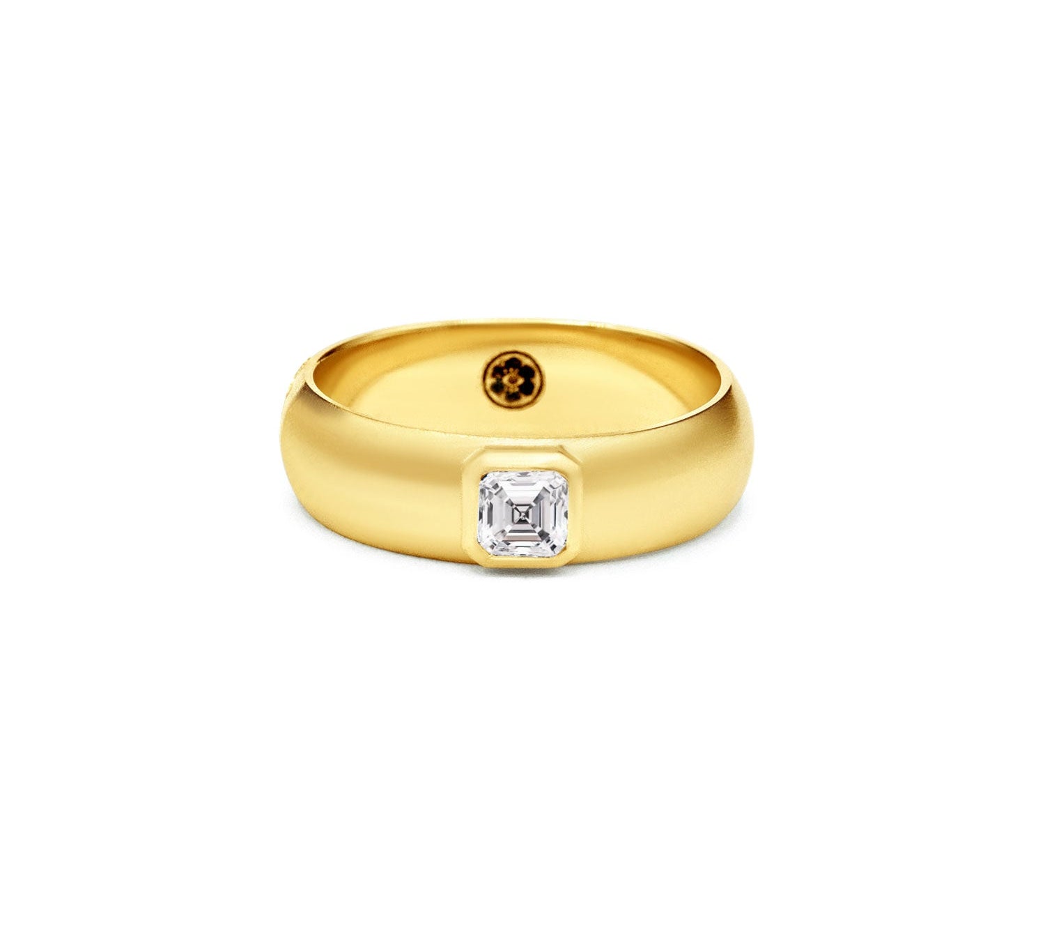 Polished Domed Asscher Diamond Ring - Gold-nunchi
