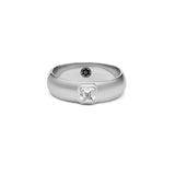 Polished Domed Asscher Diamond Ring - Silver-nunchi