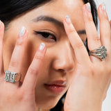 Fuck Off Diamond Cut Silver Block Ring-nunchi