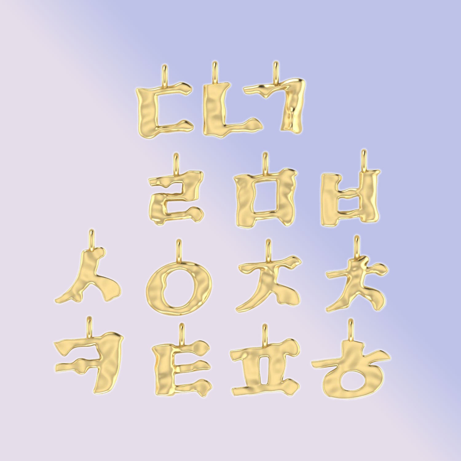Molten Metal Hangul Charm - Silver-nunchi