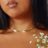 Bold Herringbone Chain Necklace - Gold-nunchi