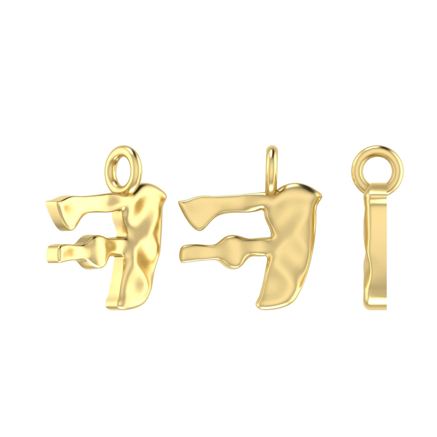 Molten Metal Hangul Charm - Gold Plated-nunchi
