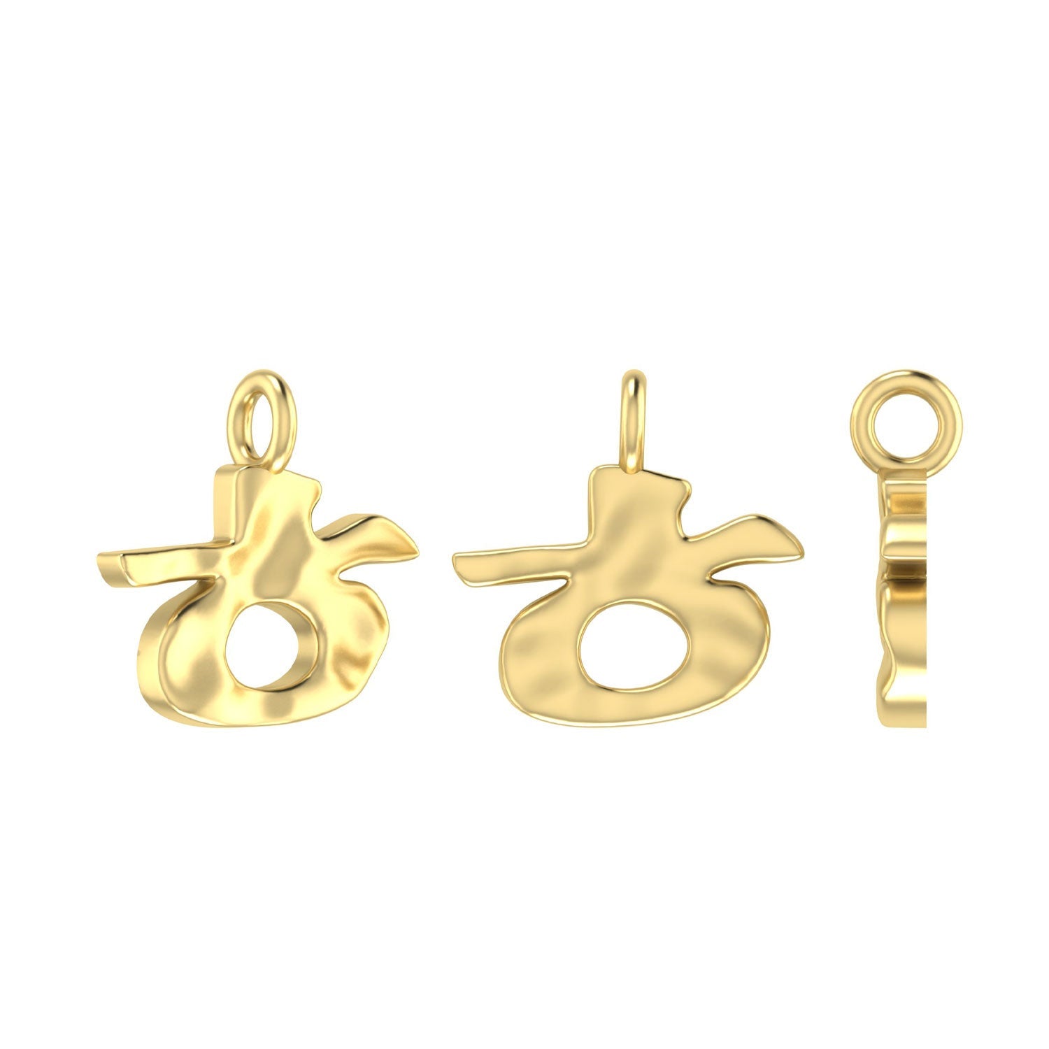 Molten Metal Hangul Charm - Gold Plated-nunchi