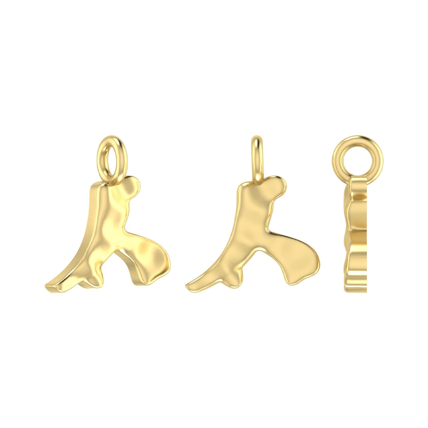 Molten Metal Hangul Charm - Gold Plated-nunchi