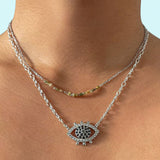 NUNCHI Black Diamond Eye Necklace - Silver