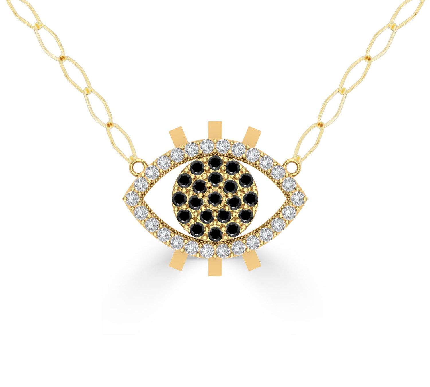 NUNCHI Black Diamond Eye Necklace - Gold-nunchi