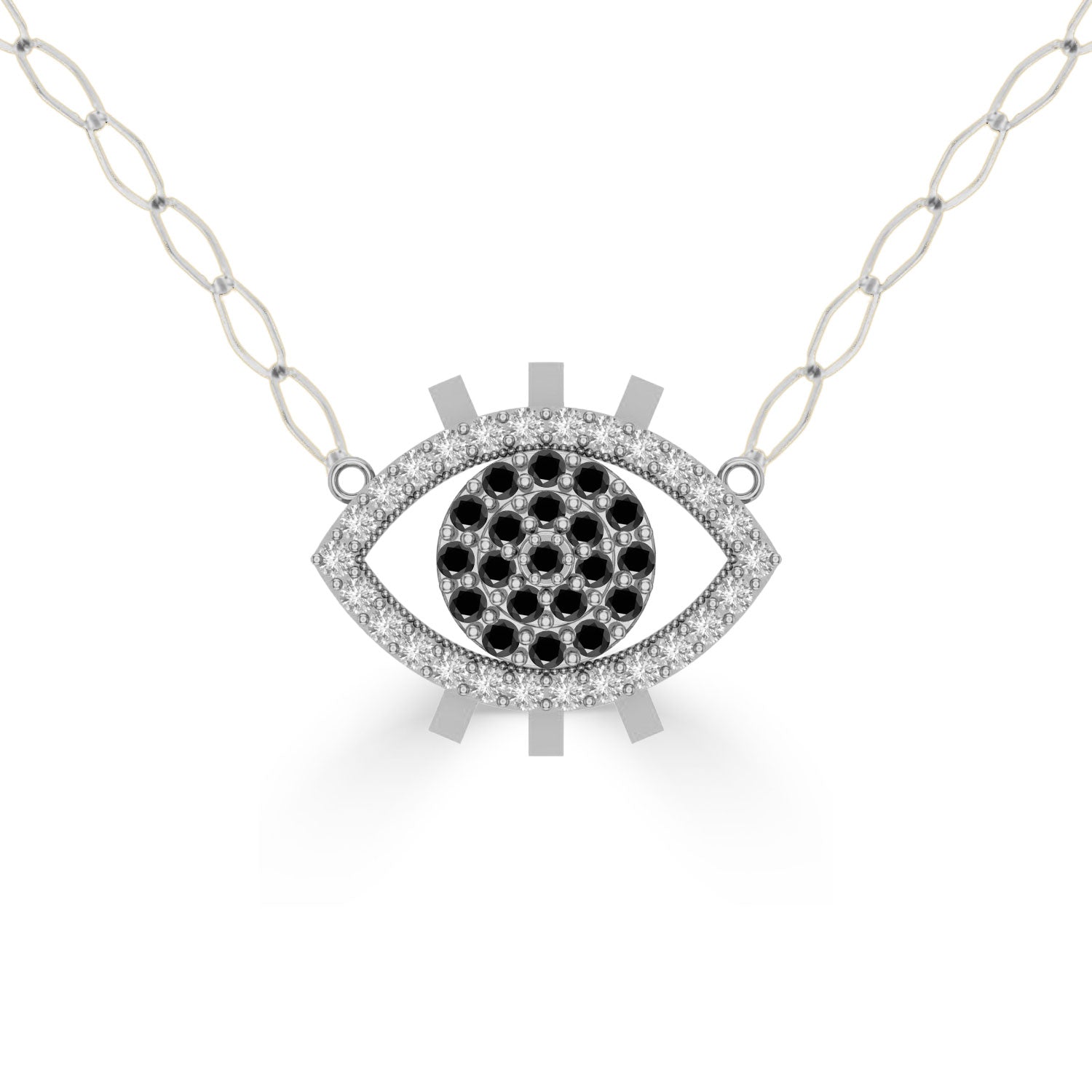 NUNCHI Black Diamond Eye Necklace - Silver-nunchi