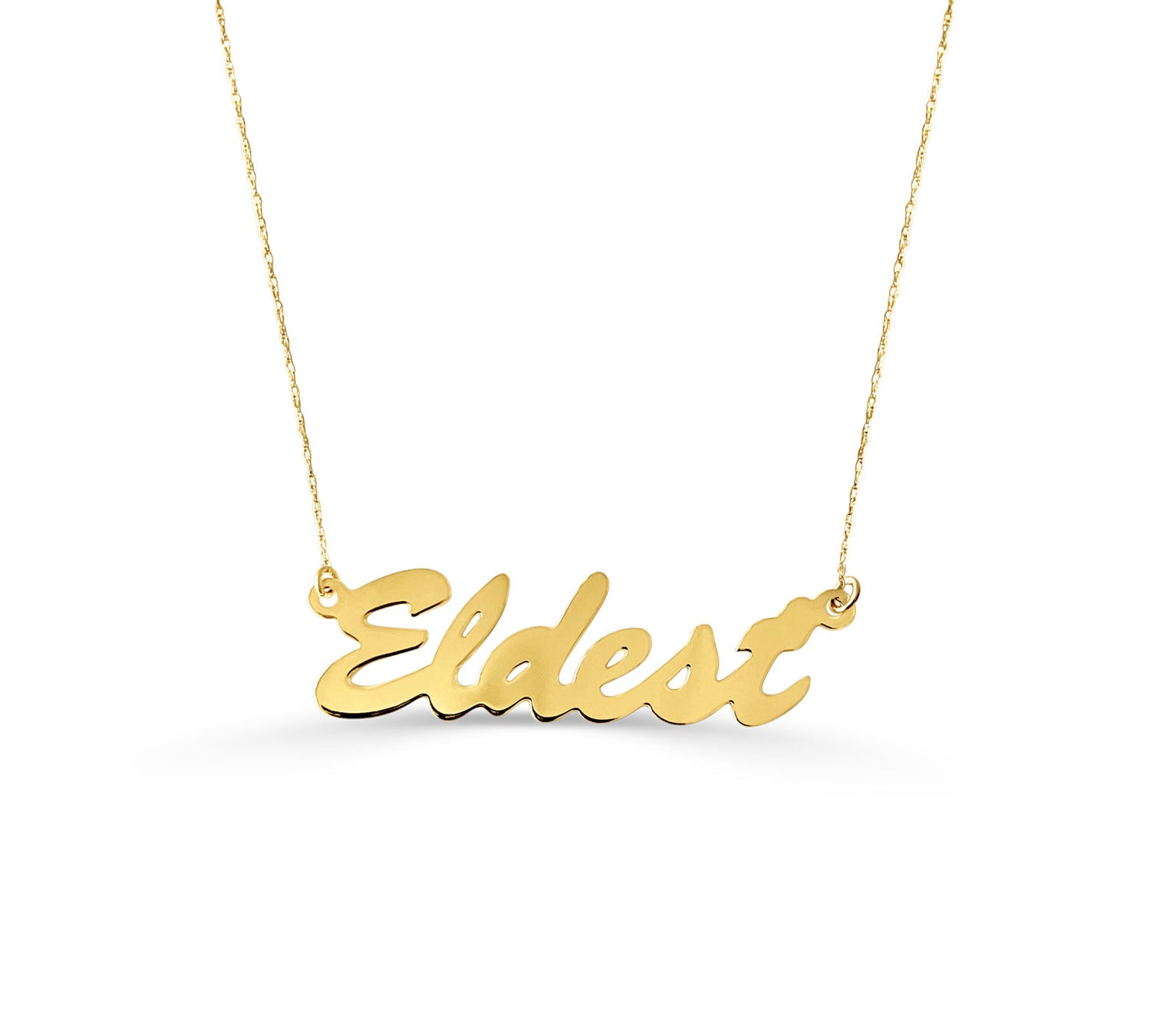 "Eldest" Script Nameplate Necklace - Gold-nunchi