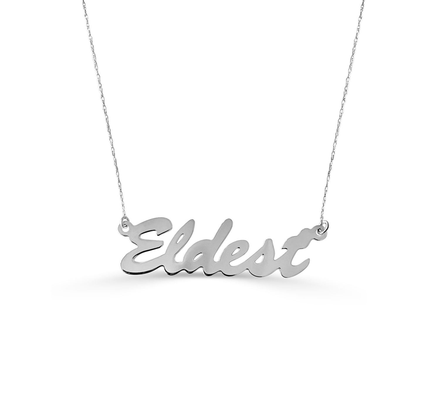 "Eldest" Script Nameplate Necklace - Silver-nunchi
