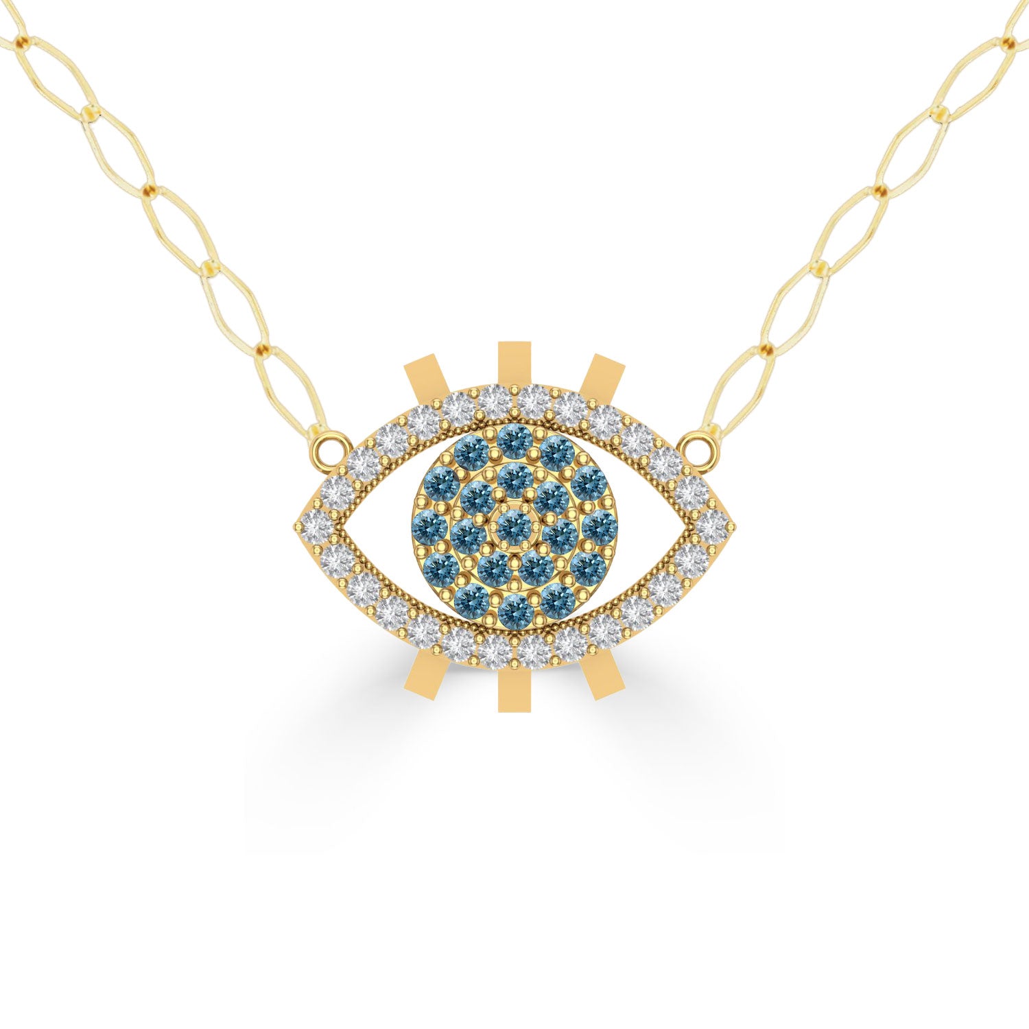 NUNCHI Blue Diamond Eye Necklace - Gold-nunchi