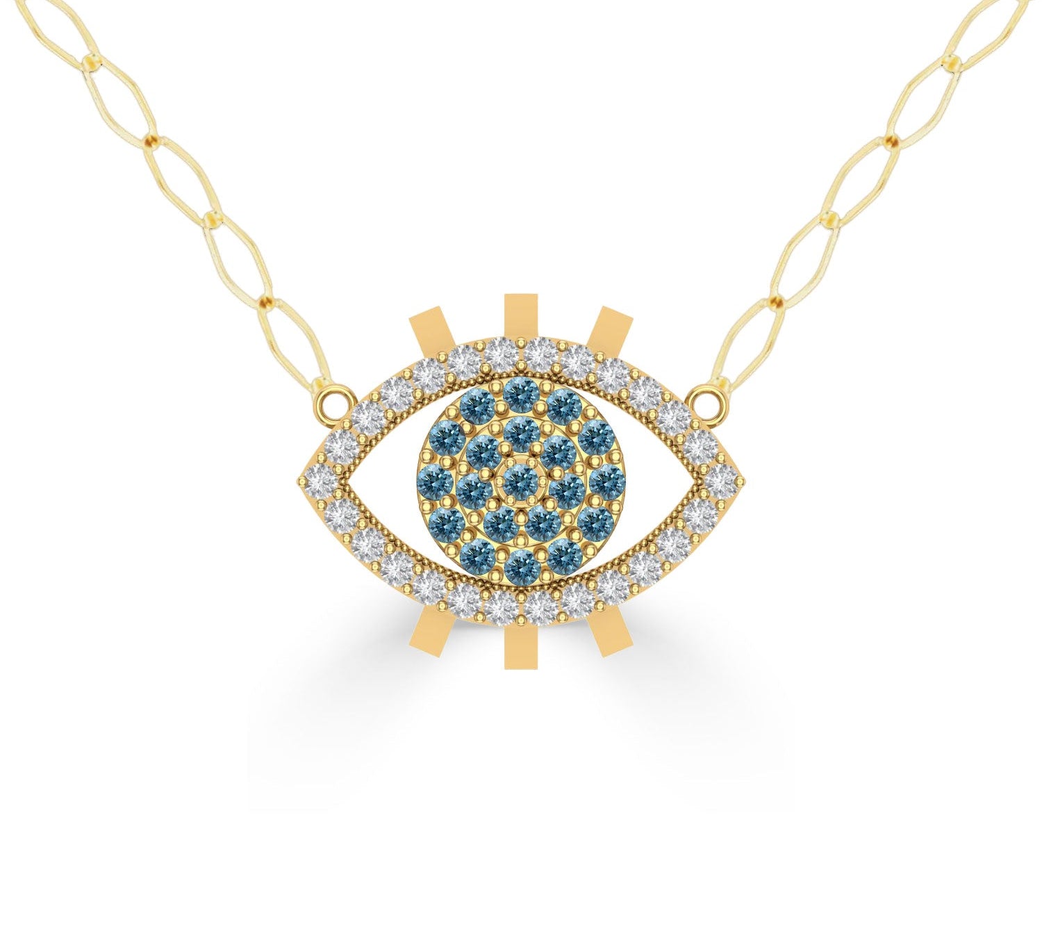 NUNCHI Blue Diamond Eye Necklace - Gold-nunchi