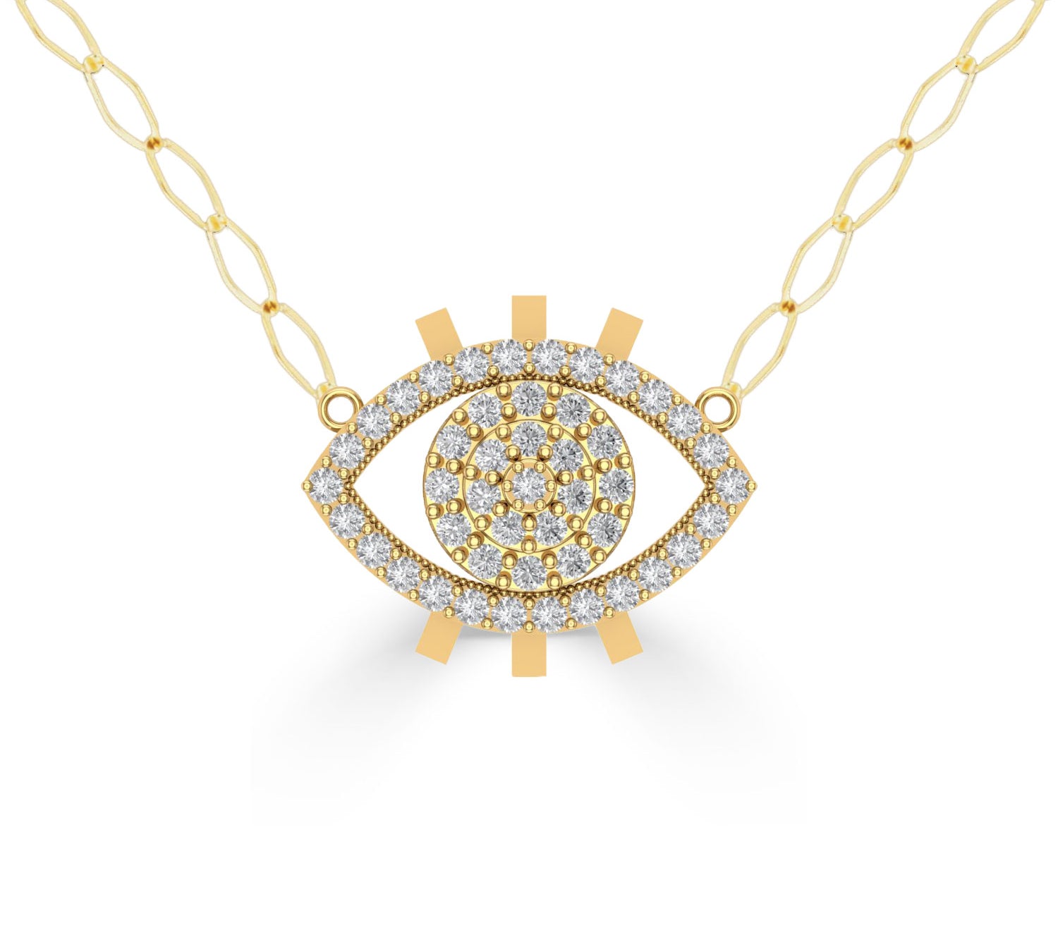 NUNCHI White Diamond Eye Necklace - Gold-nunchi