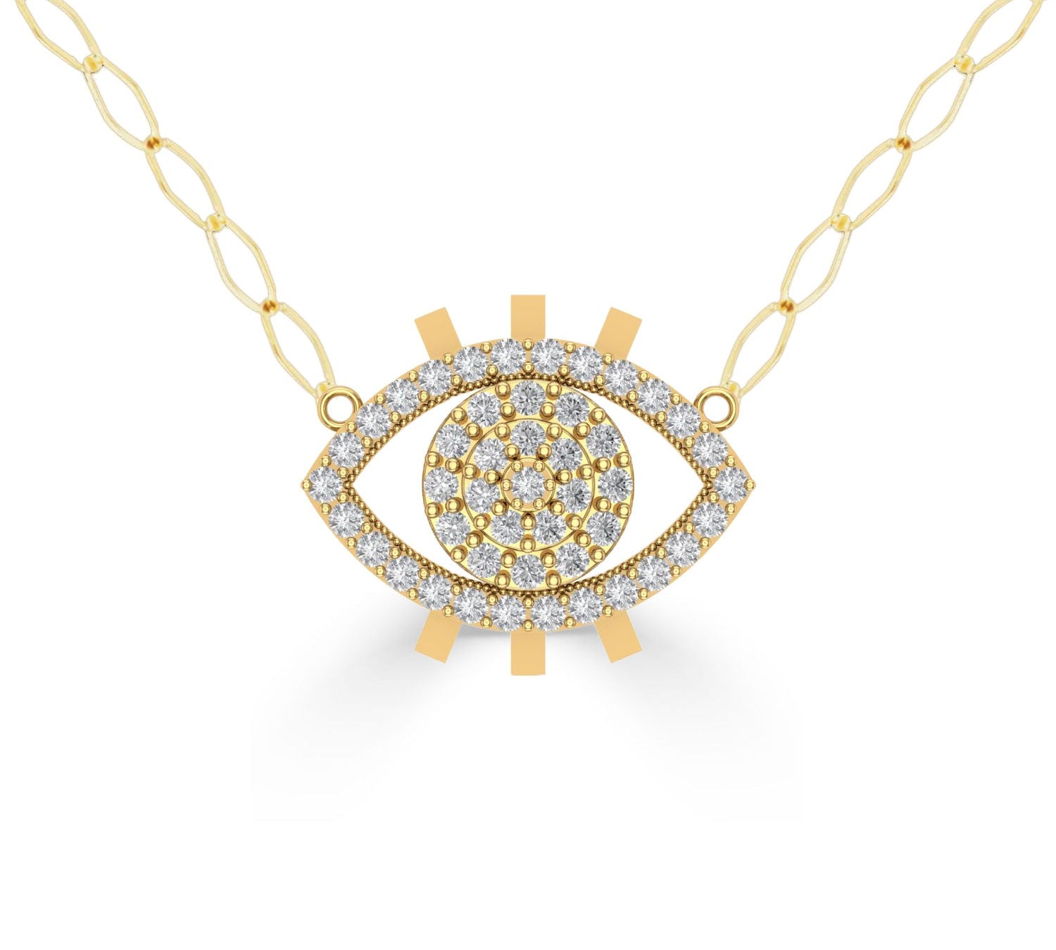 NUNCHI White Diamond Eye Necklace - Gold-nunchi