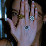 NUNCHI Black Diamond Eye Necklace - Silver-nunchi