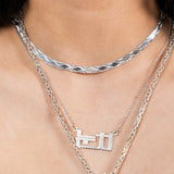 Diamond Pattern Herringbone Necklace-nunchi