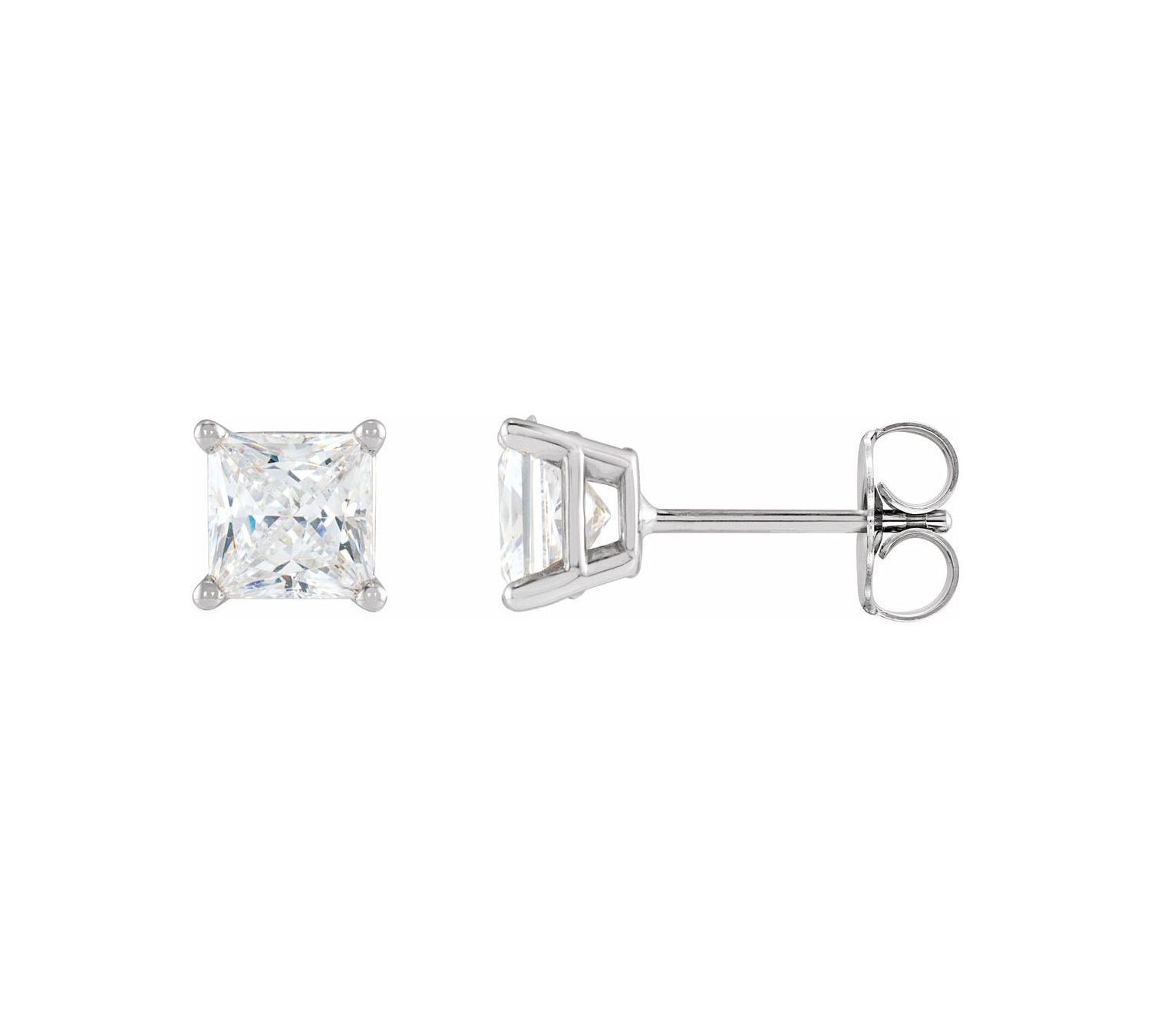 Princess Cut Stud Piercing Earrings-nunchi
