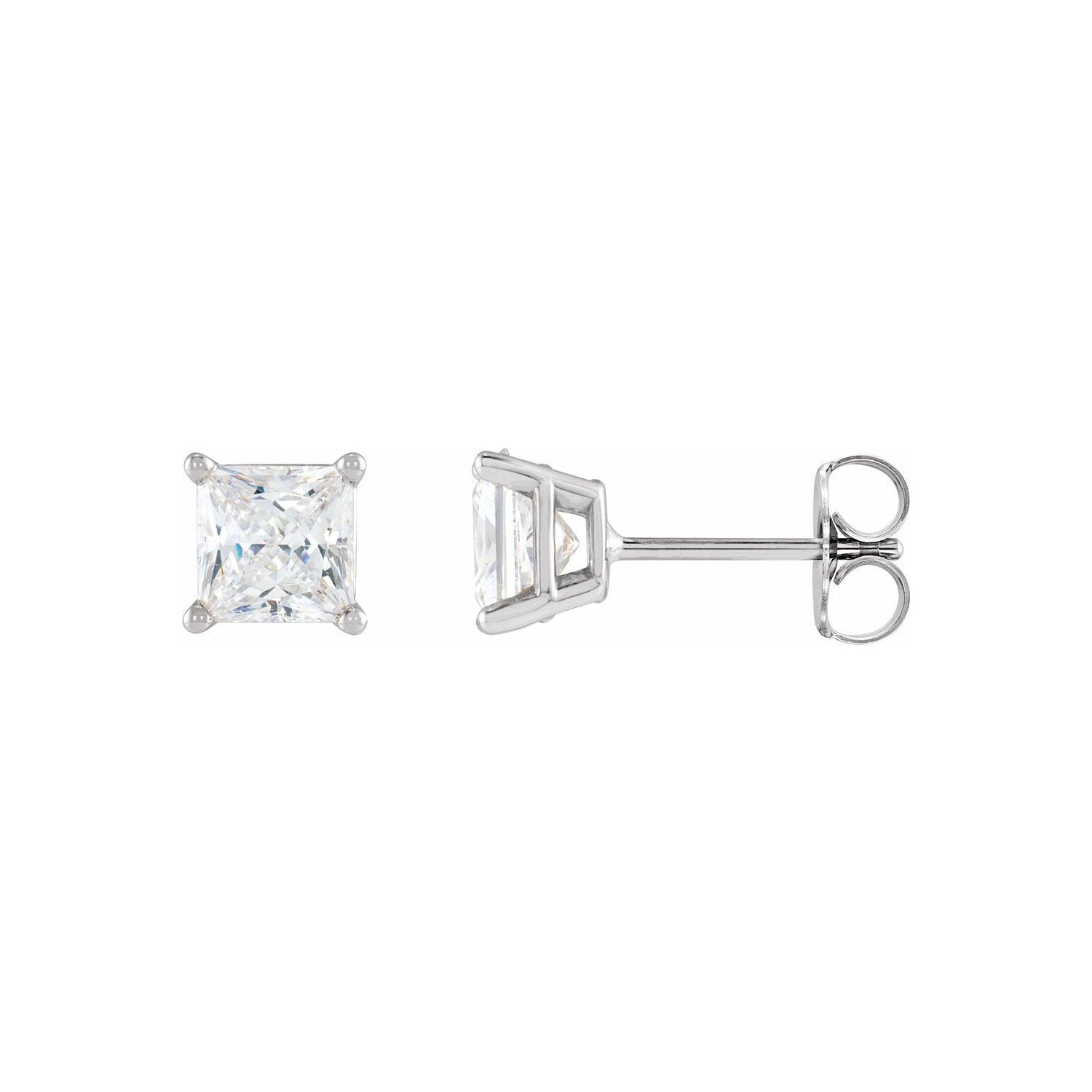 Princess Cut Stud Piercing Earrings-nunchi