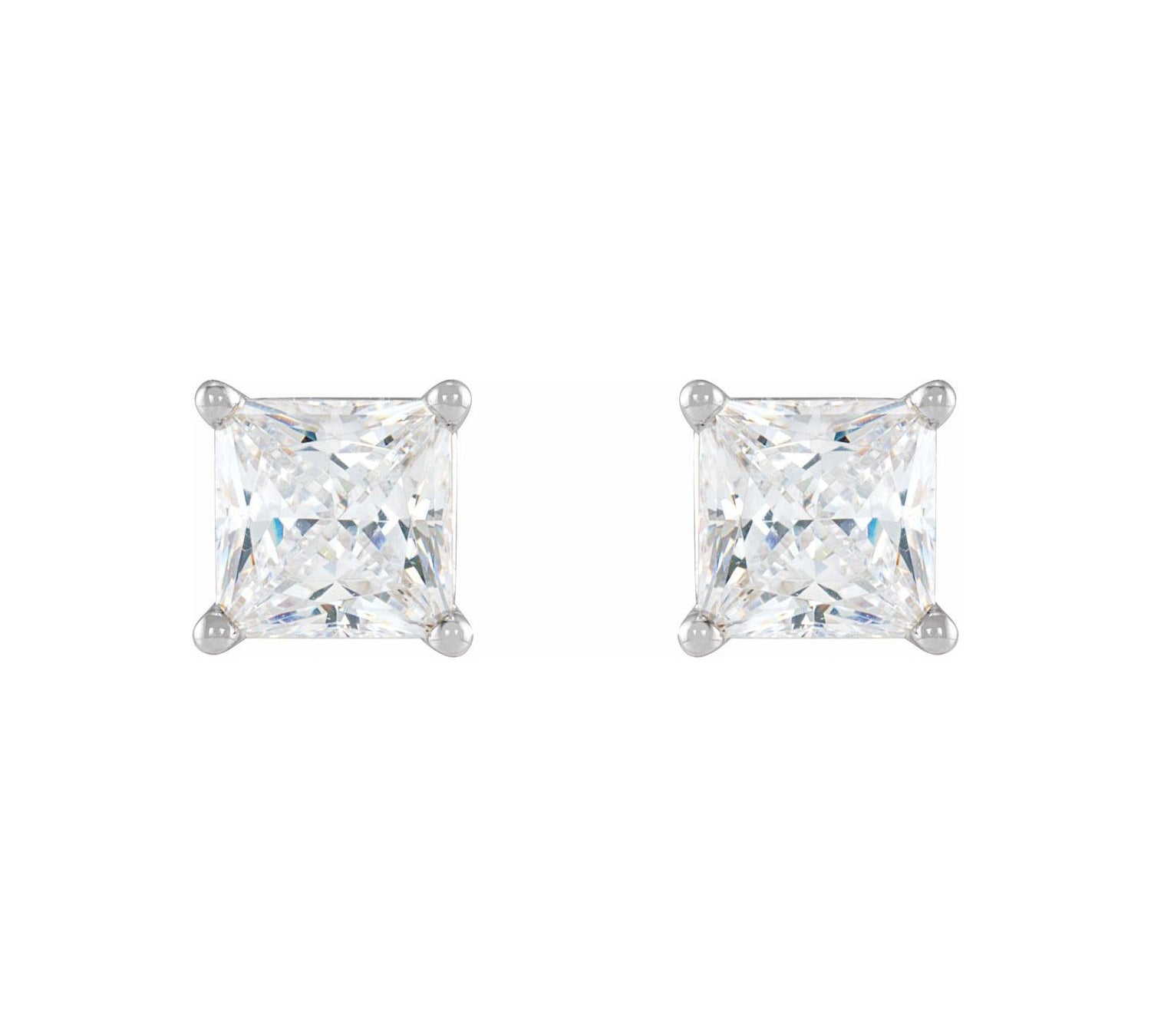 Princess Cut Stud Piercing Earrings-nunchi