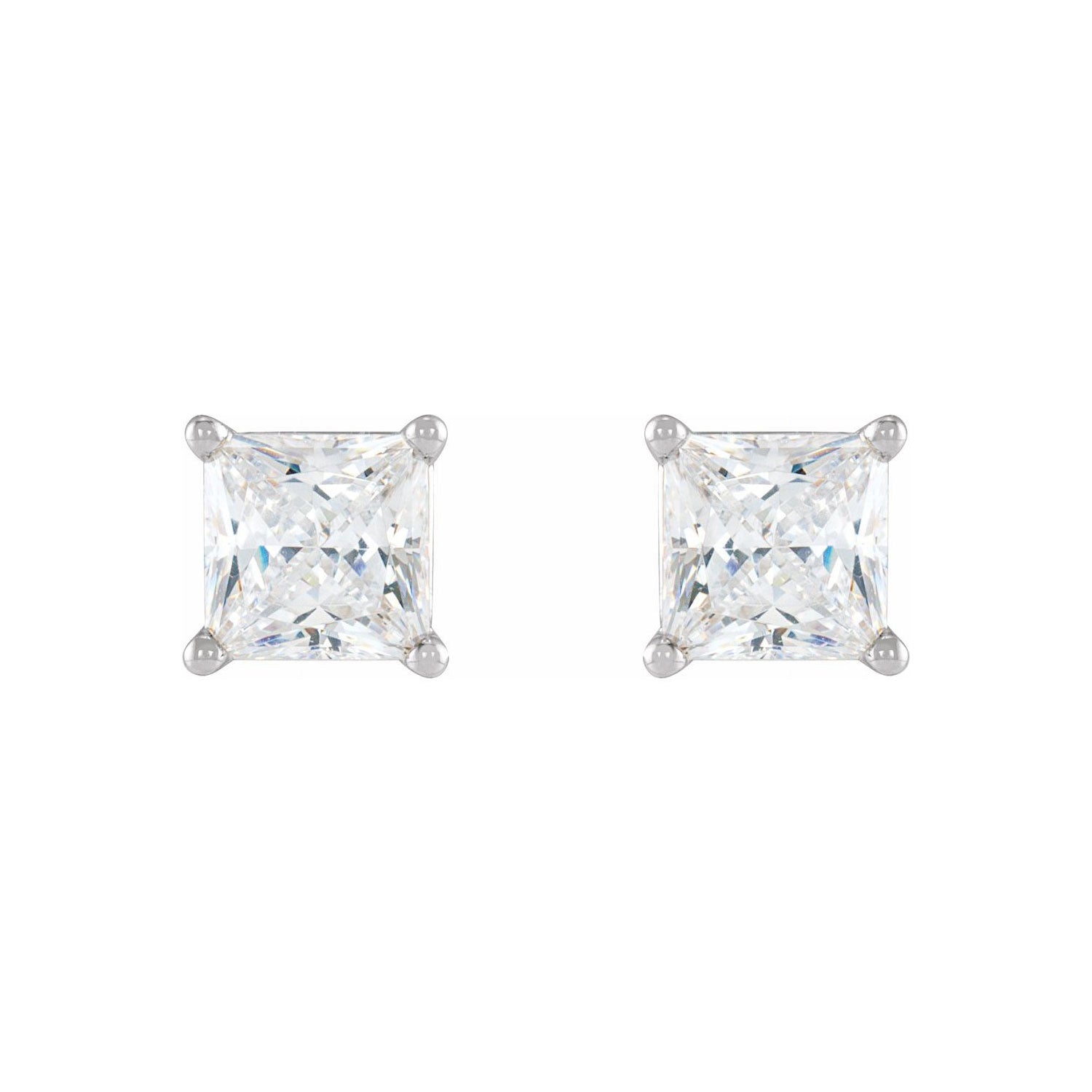Princess Cut Stud Piercing Earrings-nunchi