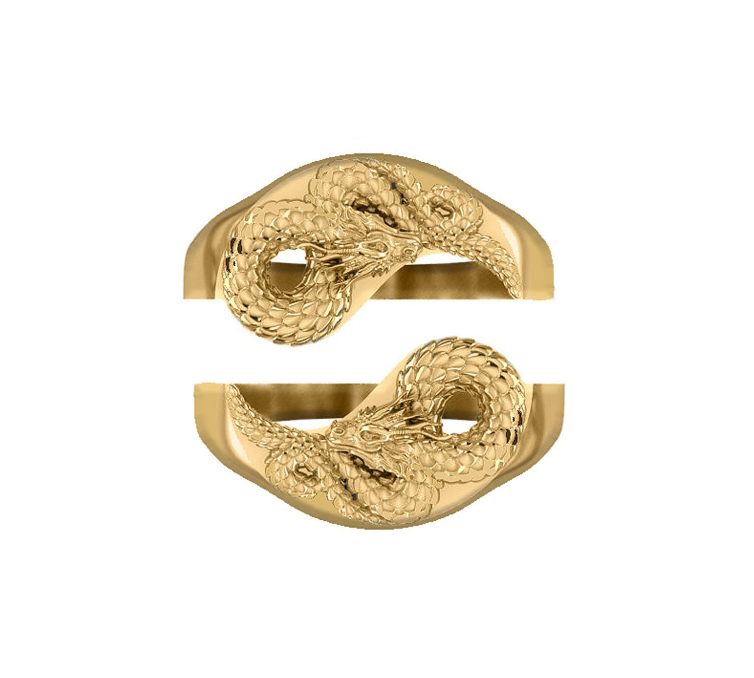 Yin Yang Dragon Ring Set - Brass-nunchi