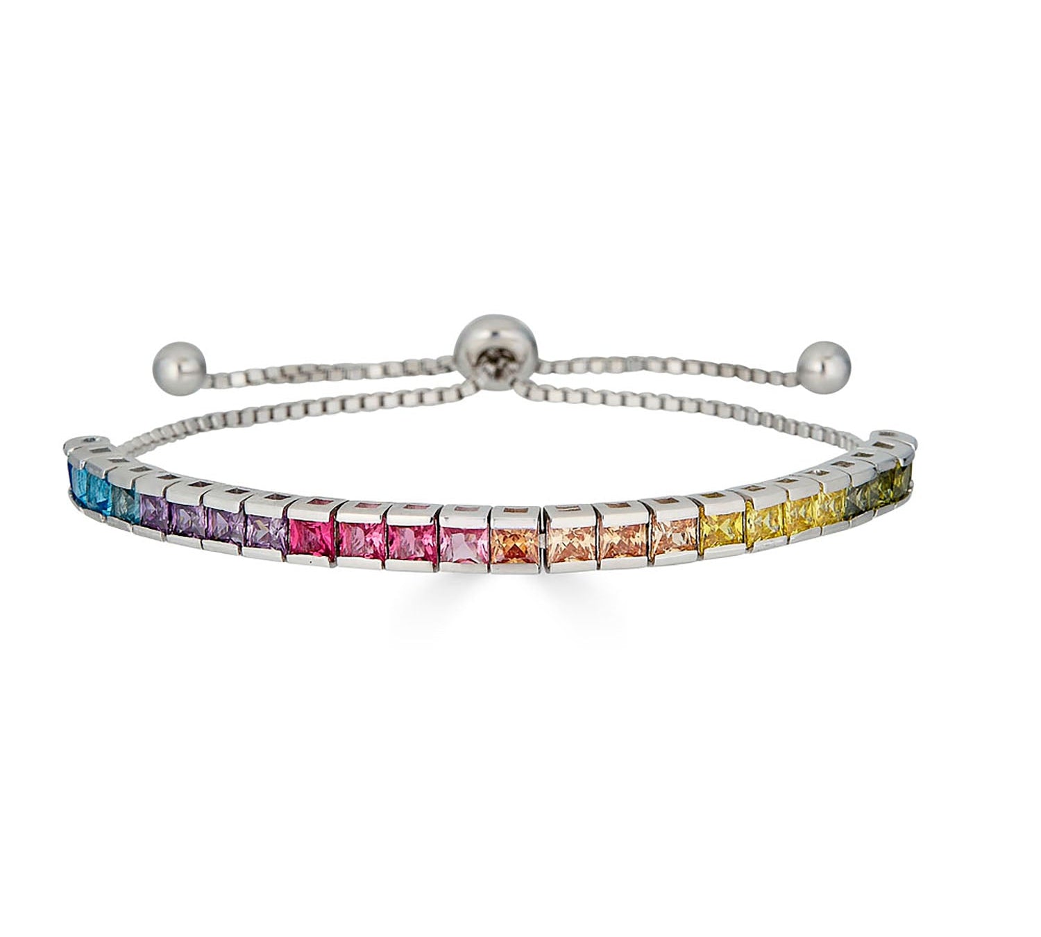 Rainbow Bezel Set Adjustable Bracelet-nunchi