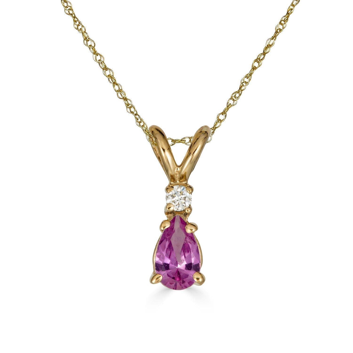 Pear Drop Diamond Necklace - Pink Sapphire-nunchi