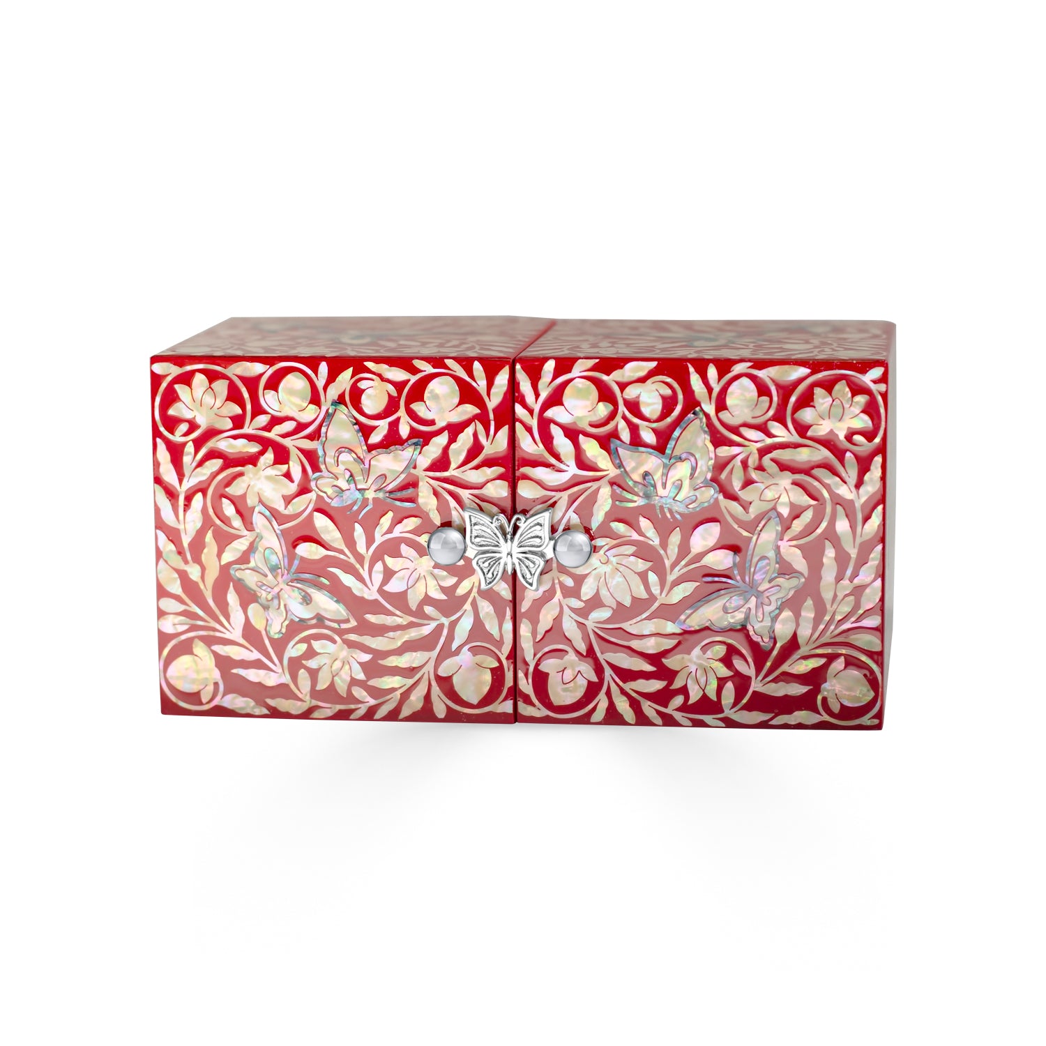 Red Butterfly Sky Jewelry Chest With Drawers-nunchi